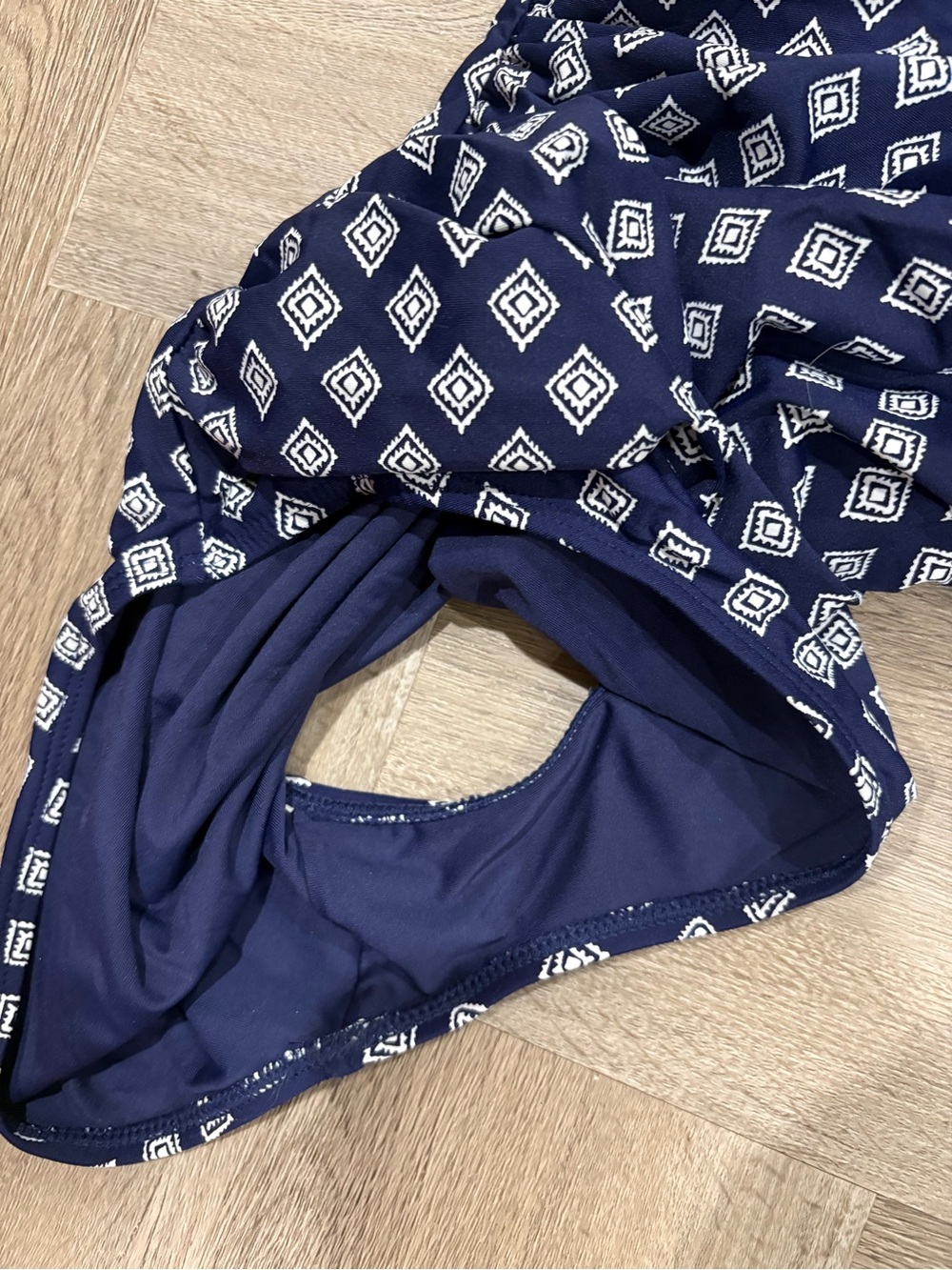 Anne Cole Navy and White Geometric One-Piece Strapless Swimsuit Size 16 - Picture 7 of 7